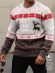 Christmas Pattern Color Block Sweater