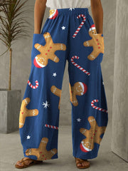 Christmas Print Vintage Casual Loose Pants