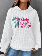 Mele Kalikimaka Hawaii Christmas Printed Waffle Hooded Sweatshirt