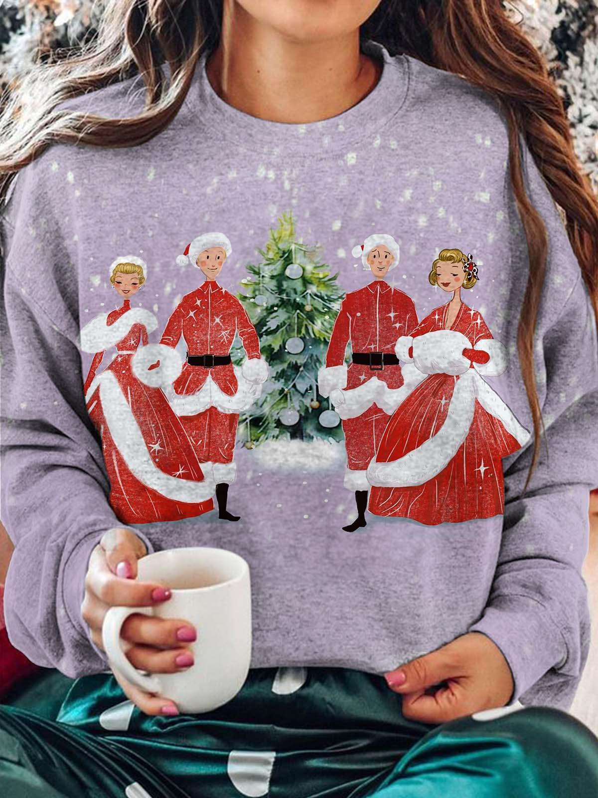 Merry Christmas Print Casual Long Sleeve Top