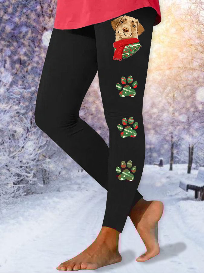 Christmas Dog Print Leggings