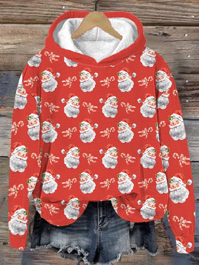 Santa Claus Print Chritmas Casual Hoodie