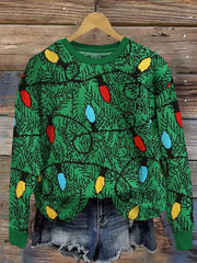 Christmas Lights Print Sweatshirt