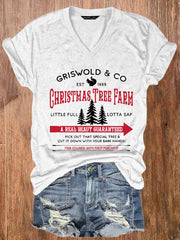 Christmas Griswold Co Christmas Tree Farm V-Neck Tee
