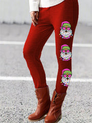 Brushed Shiny Santa Print Leggings