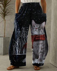 Cat Comfort Wide Leg Pants
