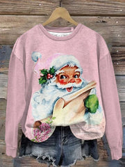 Casual Santa Claus Print Long Sleeve Sweatshirt