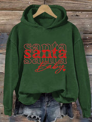Women's Santa Baby Christmas Printed Hoodie