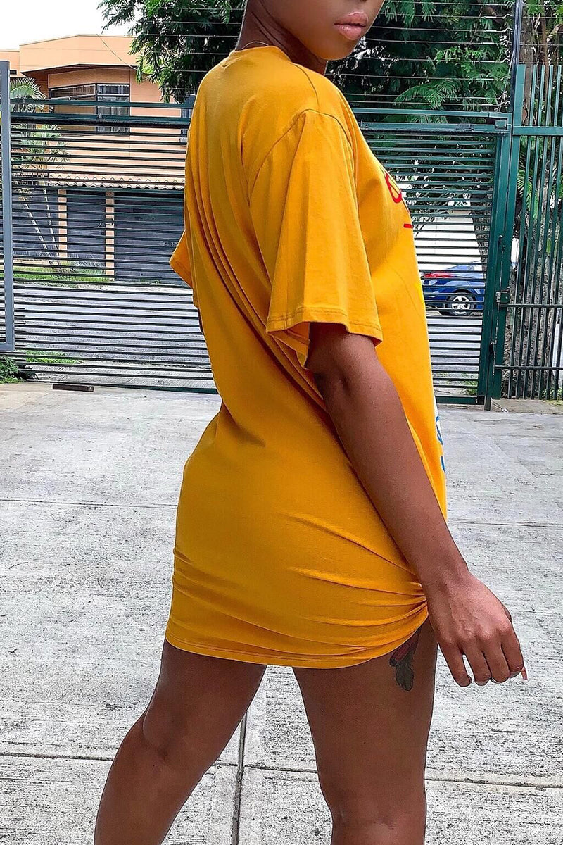 Dollar Graphic Slant Pocket Tee Dress