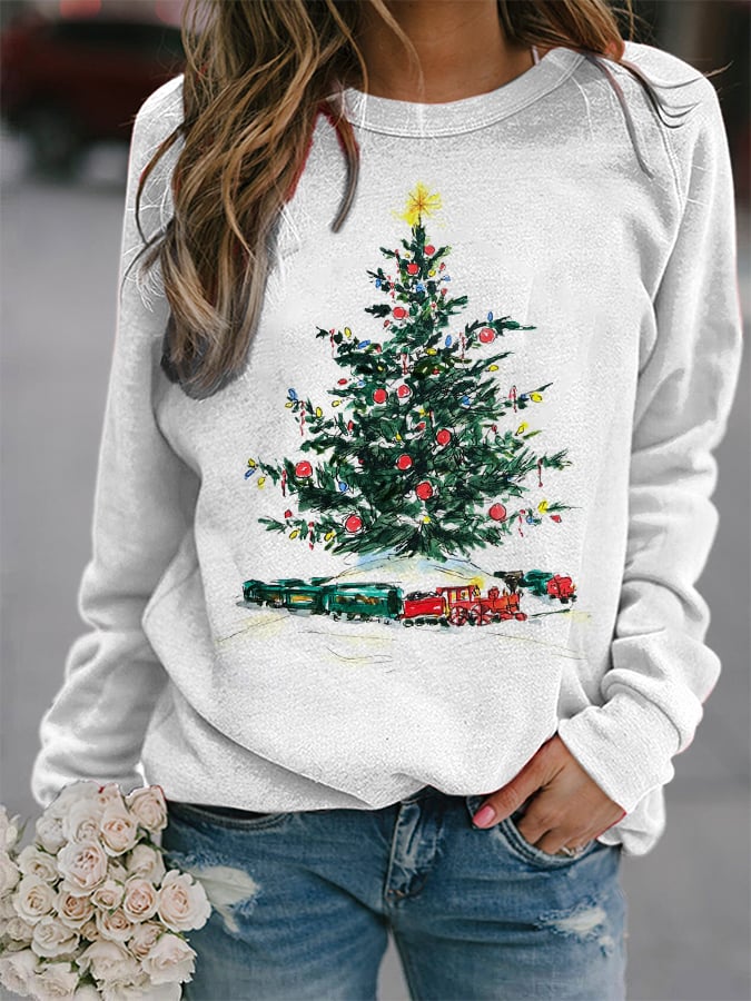 Christmas Tree Truck Print Sweatshirt