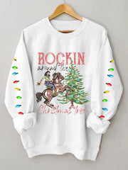 Rockin Around The Christmas Tree Print Sweatshirt