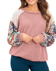 Floral Puff Sleeve Textured Blouse