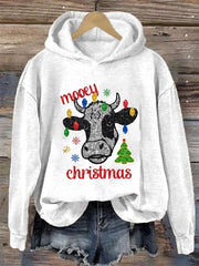 Glitter Cow Print Christmas Sweatshirt