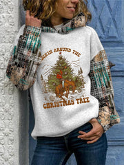 Western and Christmas Combined "ROCKIN AROUND THE CHRISTMAS TREE" Printed Hoodie