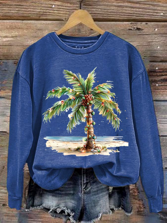 Christmas Palm Tree Christmas Tree Print Sweatshirt