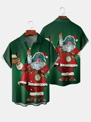 Christmas Elements Pirate Santa Claus Printing Short Sleeve Shirt