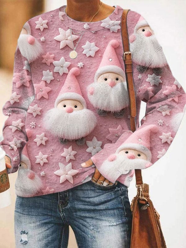 Women's Christmas Santa Print Sweatshirt