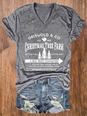 Christmas Griswold Co Christmas Tree Farm V-Neck Tee