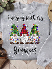 Hangin With My Gnomies Christmas Print Long Sleeve Top