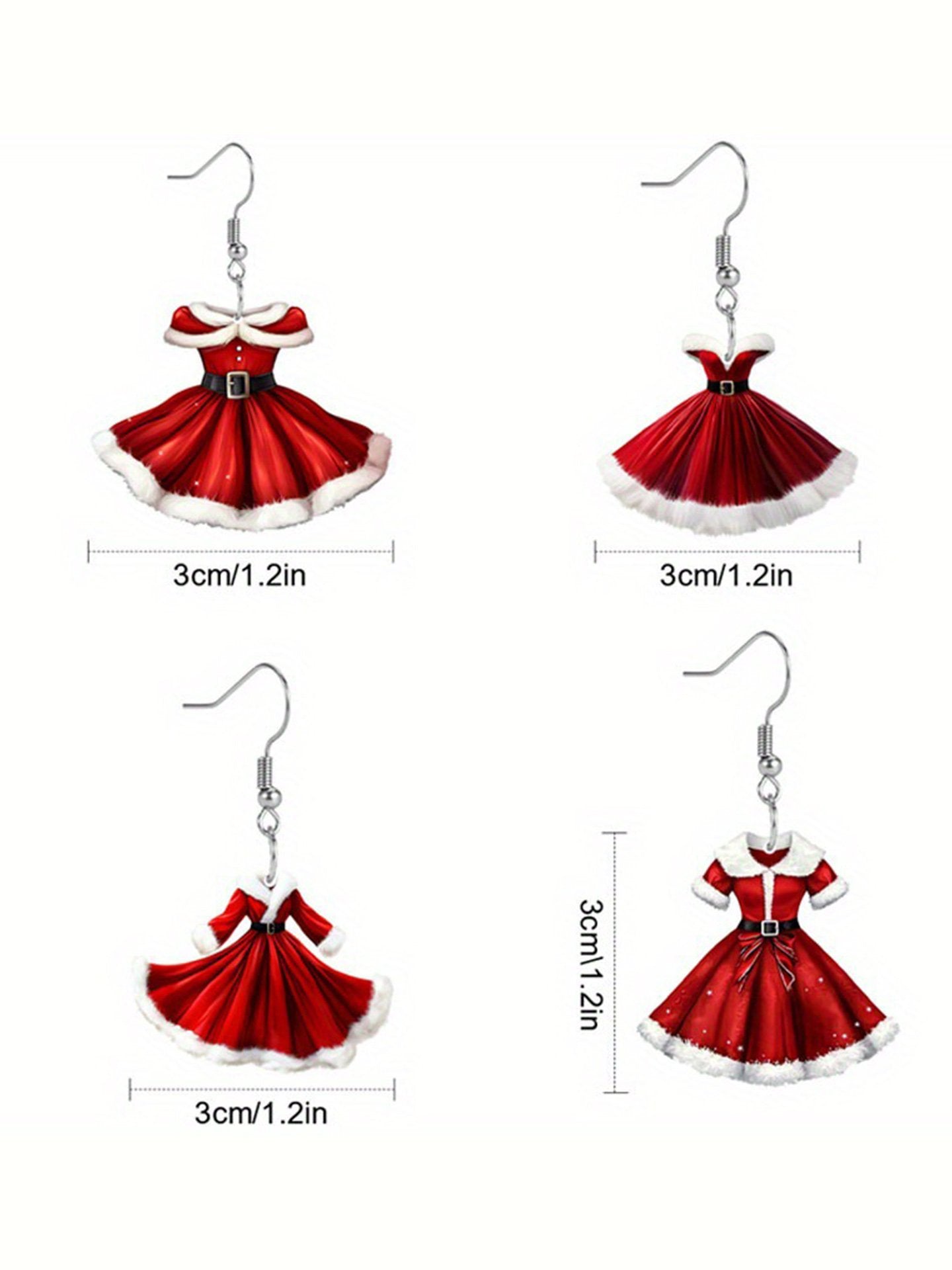 Christmas Princess Dress Acrylic Earrings