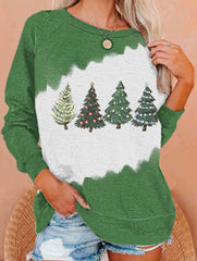 Pink Christmas Tree Print Sweatshirt