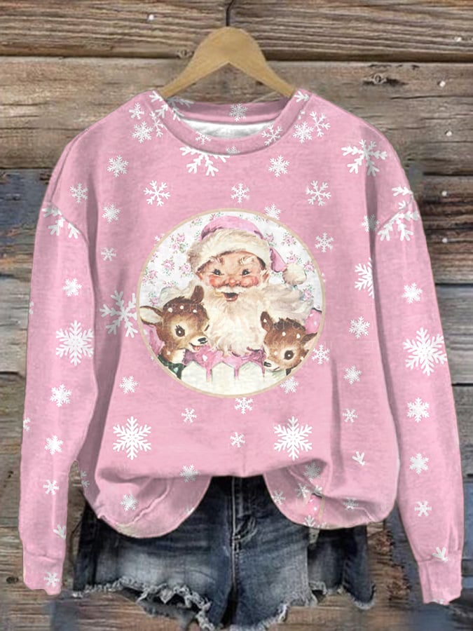 Christmas Vintage Print Long Sleeve Sweatshirt