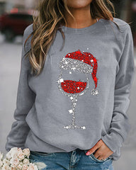 Christmas Red Wine Glass Print Top