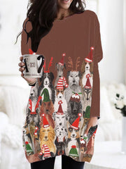 Christmas Dog Print Dress