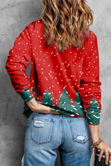 Christmas Tree Print Long Sleeve Top