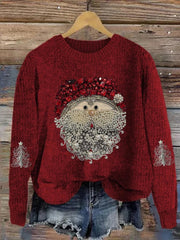 Women's Christmas Santa Claus Jewel Art Crew Neck Sweatshirt