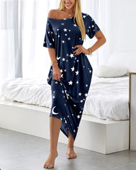 Short Sleeve Stars Print Casual Dress