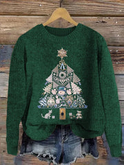 Women's Christmas Tree Jewel Art Crew Neck Sweatshirt