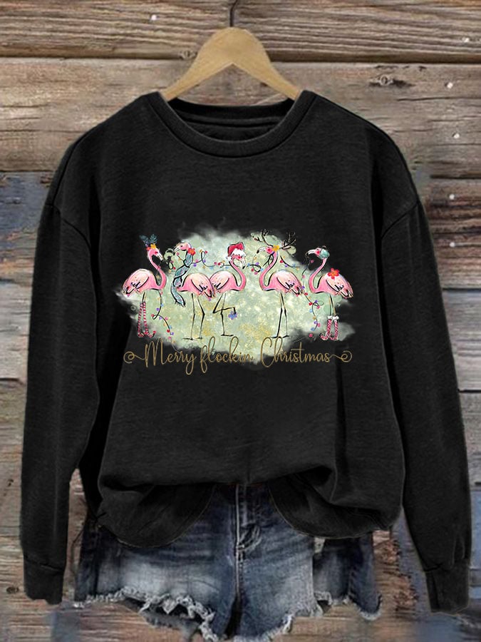 Christmas Palm Tree Print Crewneck Sweatshirt