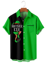Christmas element Santa Claus series large short sleeve shirt