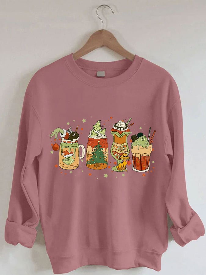 Fun Christmas Cup Print Sweatshirt