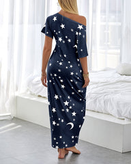 Short Sleeve Stars Print Casual Dress
