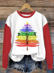 Dragonfly Christmas Tree Print Sweatshirt