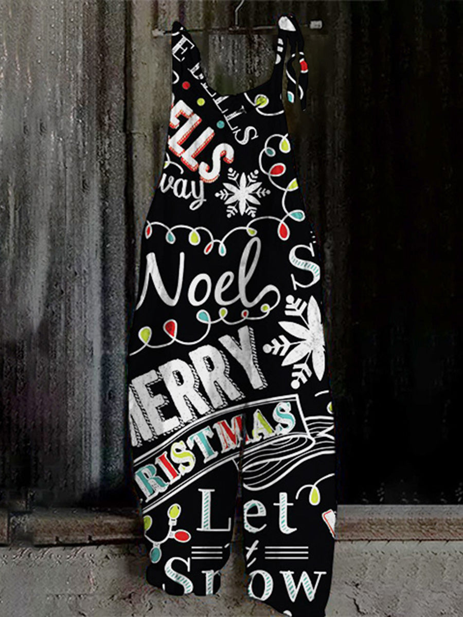 Christmas Letters Print Casual Jumpsuit