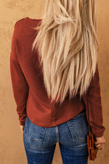 Exposed Seam Henley Top