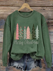 Women'S Casual Merry Chrismas Printed Long Sleeve Sweatshirt