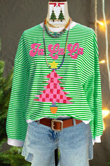 Fresh Fa La La Christmas Tree Sequin Top