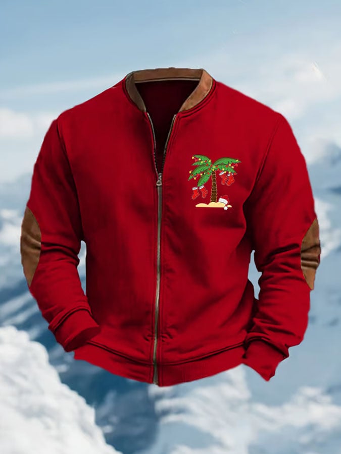 Retro Palm Tree Christmas Print Outerwear