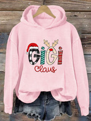 Casual Gigi Claus Printed Long Sleeve Sweatshirt