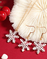 Christmas Snowflake Two Piece Earring Necklace