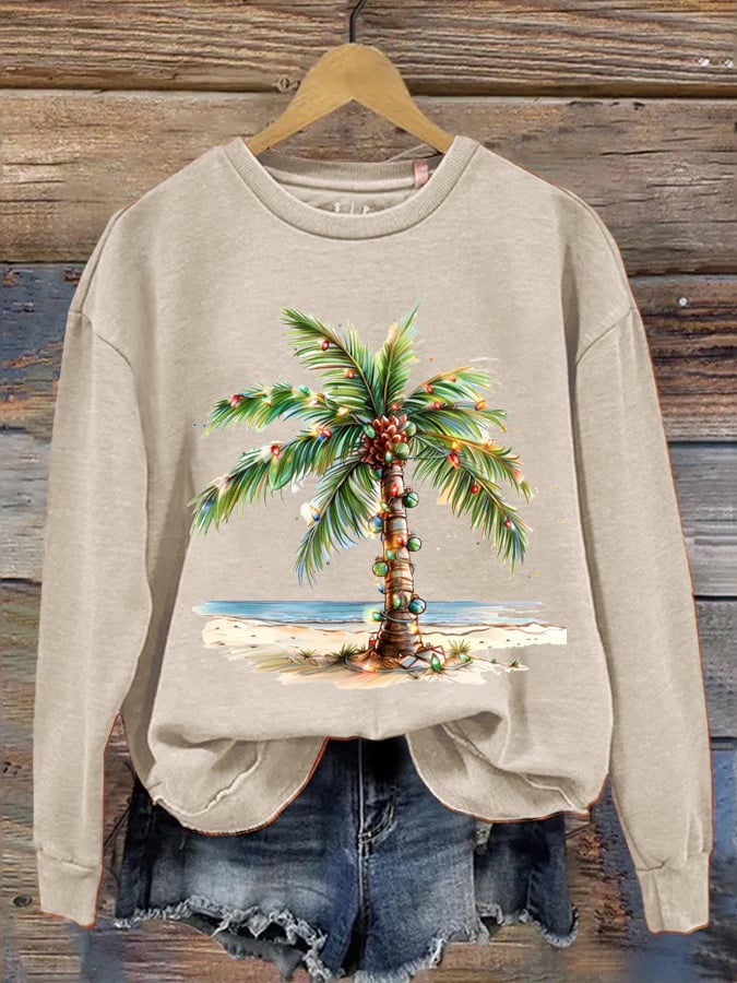 Christmas Palm Tree Christmas Tree Print Sweatshirt