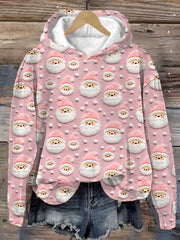 Pink Santa Printed Hoodie