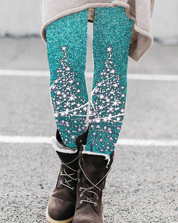 Christmas Tree Glitter Bling Leggings