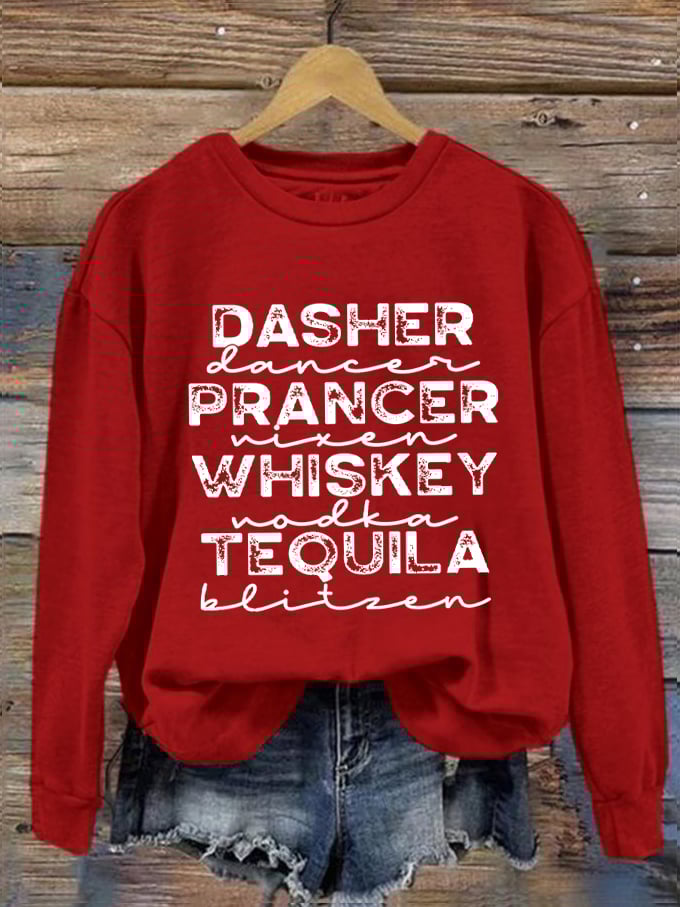 Funny Christmas Dasher Dancer Prancer Vixen Comet Cupid Donner Blitzen Rudolphr Printed Sweatshirt