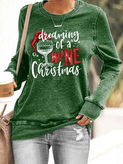 Diedming Of A Wine Christmas Print Casual Sweatshirt
