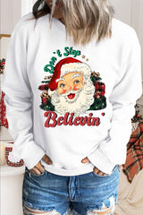 Christmas Santa Claus Round Neck Casual Pullover Sweatshirt